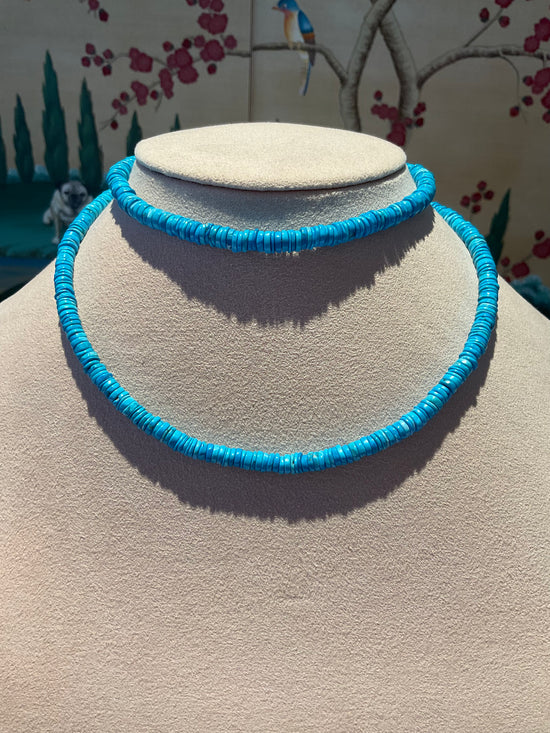 The Seven Turquoise discs long strand