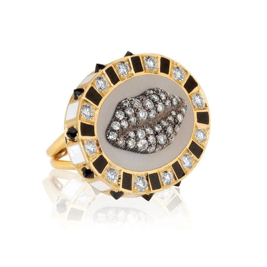 Holly Dyment Glam Madame Lip Pave Enamel Ring