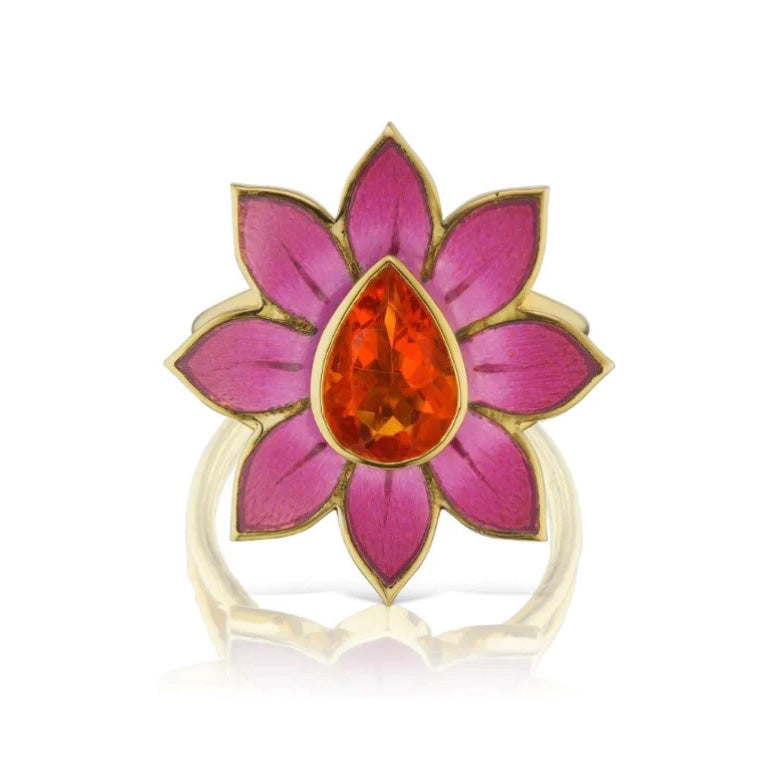Holly Dyment Eden Pink and White Enamel Lotus Ring