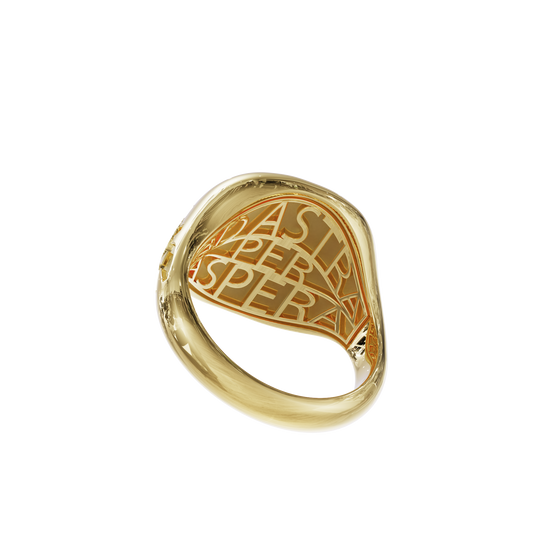 Load image into Gallery viewer, Dyne x The Seven 18K Yellow Gold Pinky Ring with Blue Sapphire &amp;amp; Diamonds
