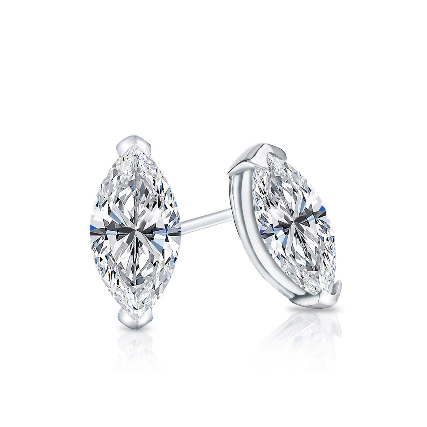 EF Collection 14K White Gold Baby Marquise Diamond Stud Earrings