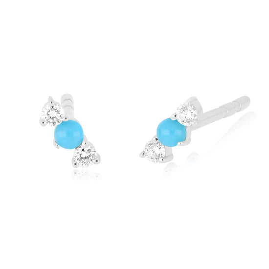 EF Collection 14k Diamond + Turquoise Bar Stud Earring