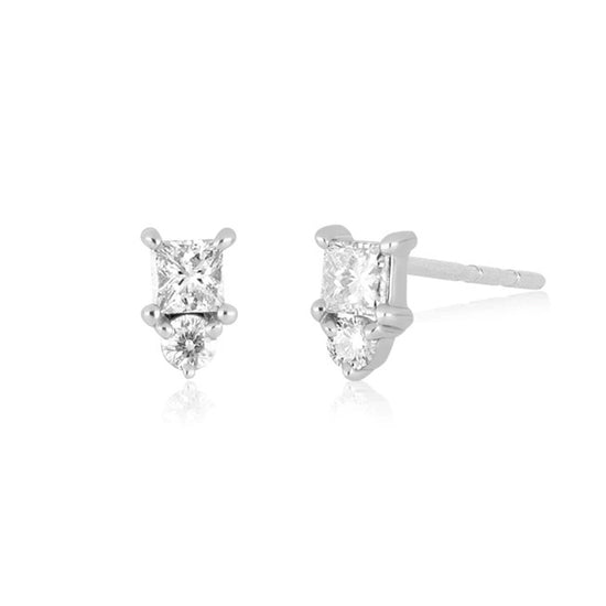 Load image into Gallery viewer, EF Collection 14K White Gold Mini Diamond Birthstone Stud
