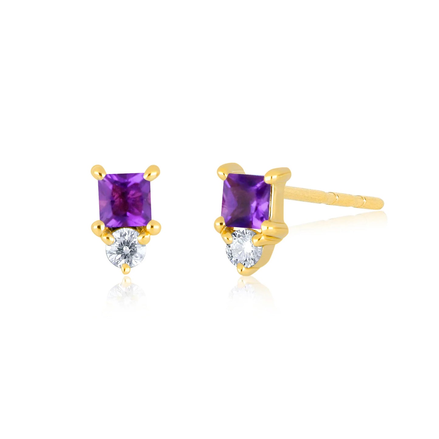 EF Collection - 14k Mini Amethyst Birthstone Stud