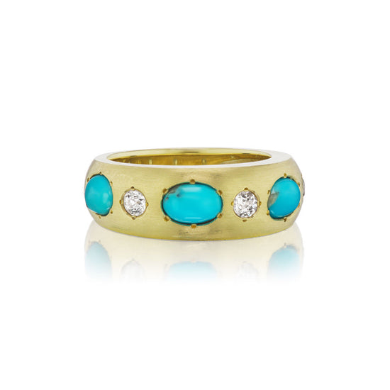 Jenna Blake Gypsy Band Ring in Turquoise and Diamond