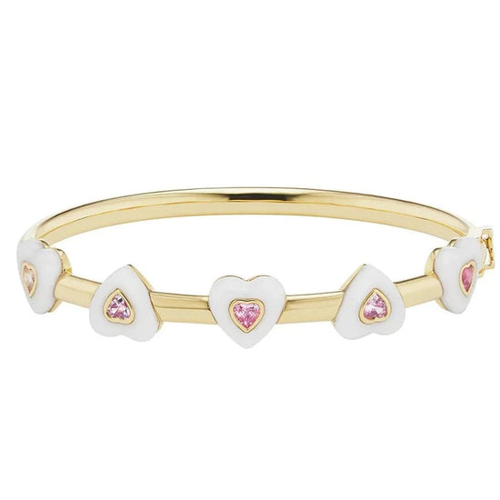 Emily P Wheeler Heart Bracelet White & Pink Sapphire Hearts