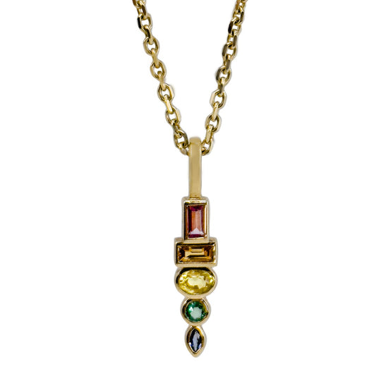 Load image into Gallery viewer, Sorellina Monroe Totem Pendant 18K yellow gold pendant with Rainbow Sapphire
