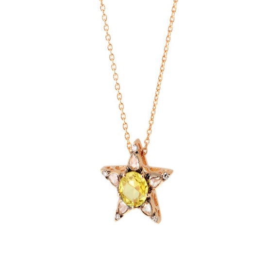 Selim Mouzannar Diamonds & Yellow Sapphire Star Necklace
