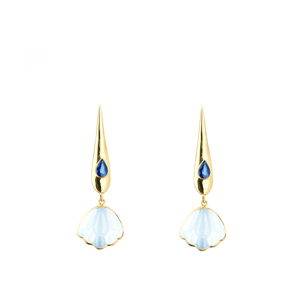 Load image into Gallery viewer, Sophie Joanne Lotus Earring Chalcedony
