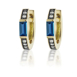 Sorellina Gemstone & Diamond Huggies with Blue Sapphires
