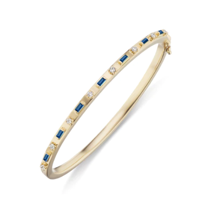 Sorellina Baguette and Diamond Bangle with Blue Sapphires and Diamonds