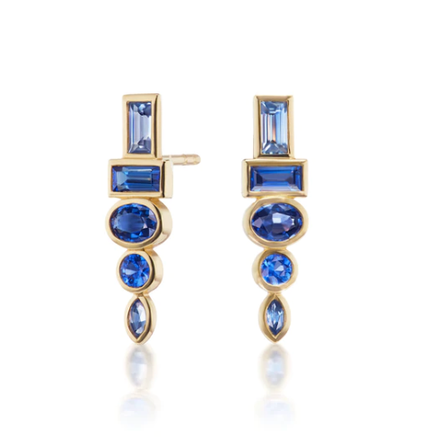 Sorellina Monroe Totem Studs with Blue Sapphire