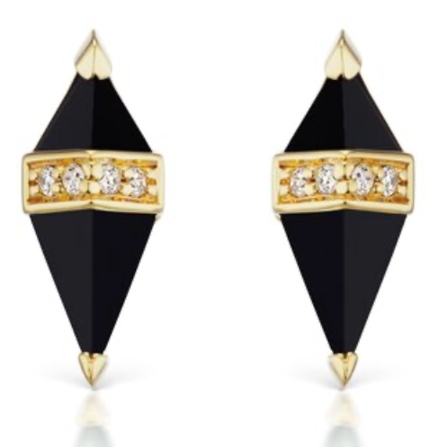 Load image into Gallery viewer, Sorellina Pietra Studs 18K Yellow Gold with Black Onyx and Diamond
