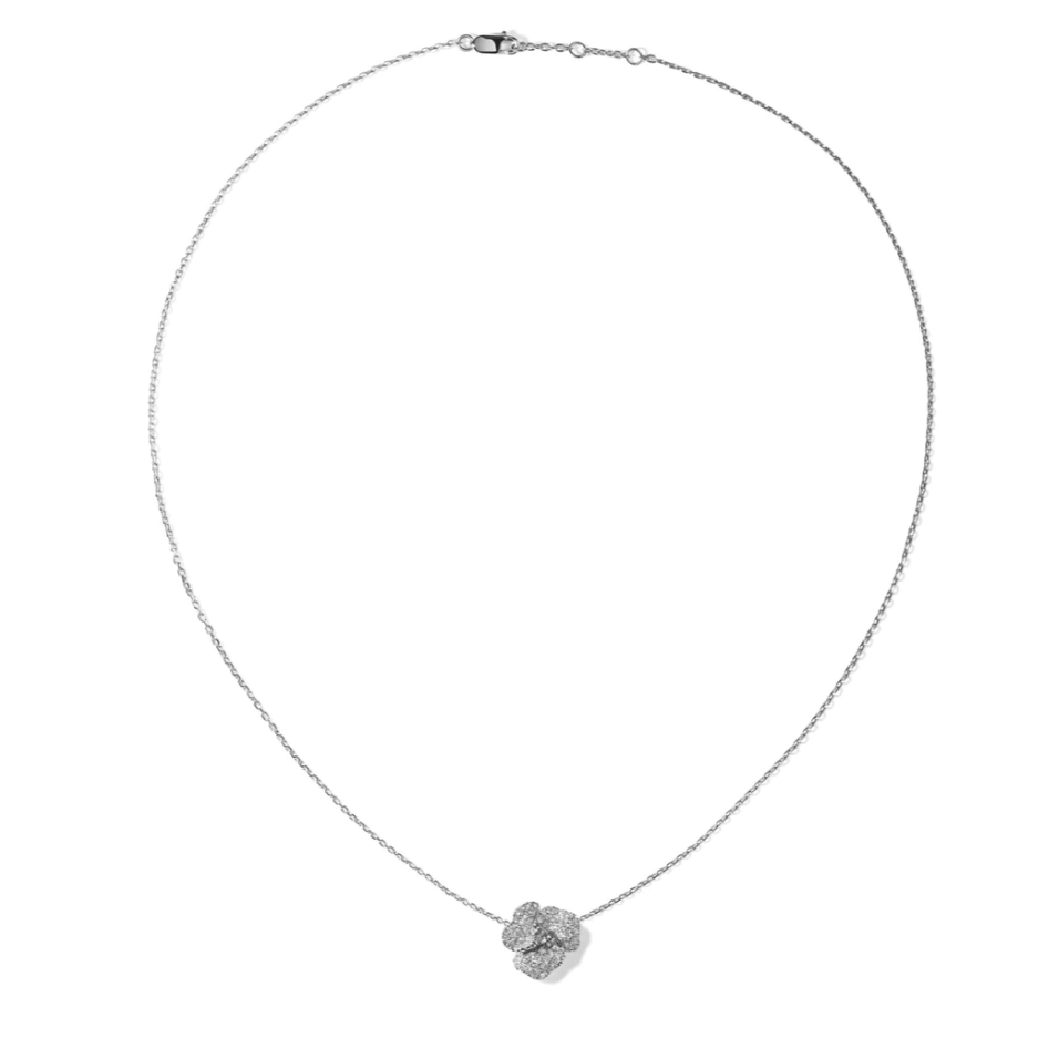 AS29 Bloom Mini Flower White Diamonds Necklace in White Gold