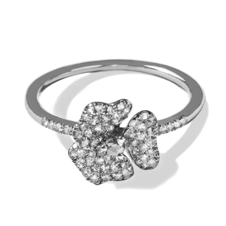 Load image into Gallery viewer, AS29 Bloom Mini Flower White Diamonds Ring in White Gold
