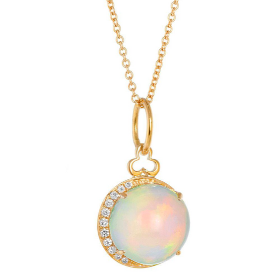Load image into Gallery viewer, Devon Woodhill Moon Charm Opal and Diamond
