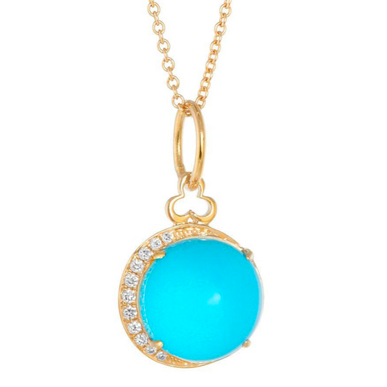 Load image into Gallery viewer, Devon Woodhill Moon Charm Turquoise and Diamond
