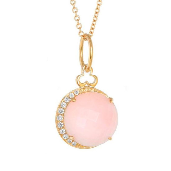 Devon Woodhill Moon Charm Pink Opal and Diamond