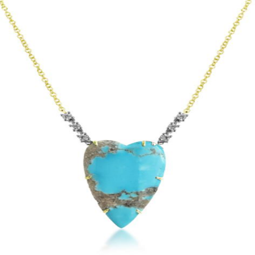 Meira T Turquoise Heart Necklace with Diamond