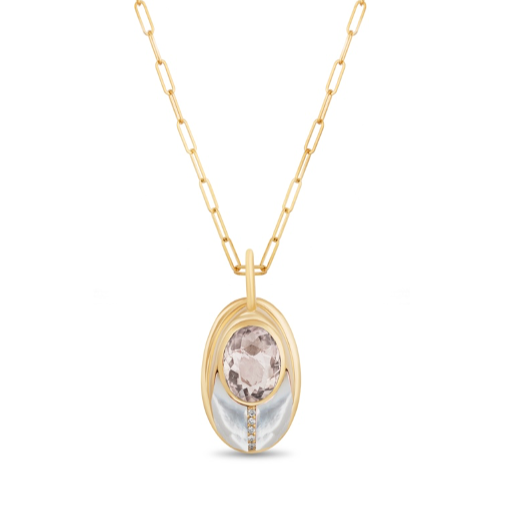 Mason & Books Small Love Bug in Morganite and Mother of Pearl