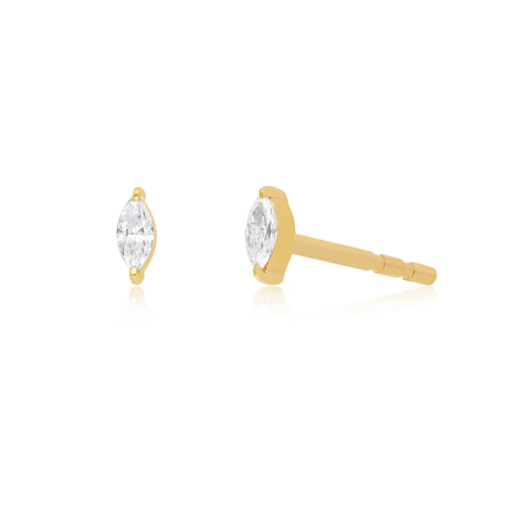 Load image into Gallery viewer, EF Collection 14K Yellow Gold Baby Marquise Diamond Stud Earring
