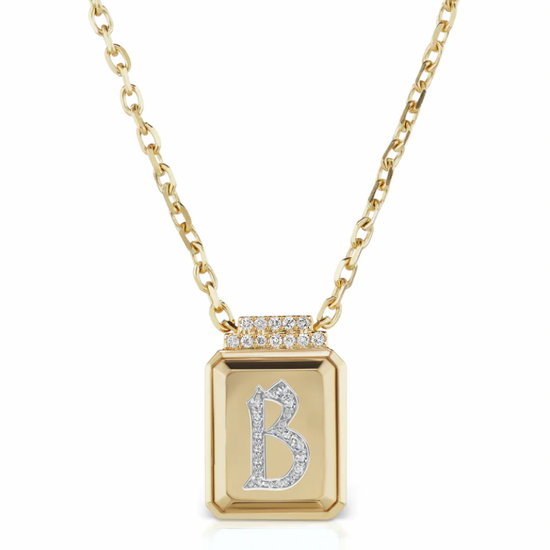 Sorellina Letter Signet Necklace 18K Yellow Gold Letter B