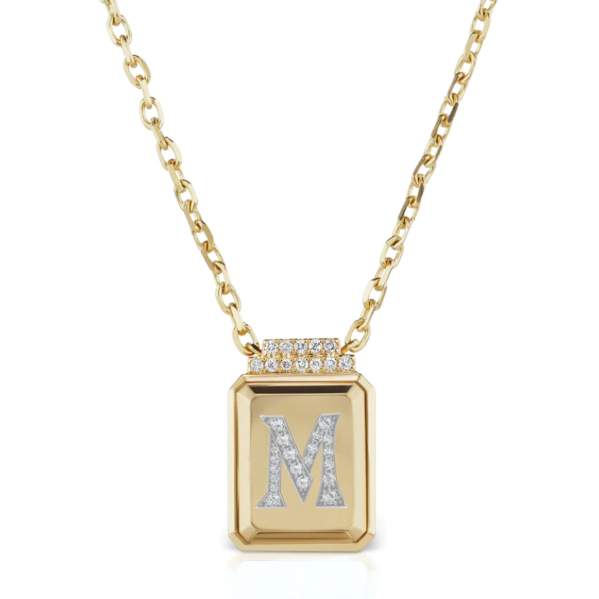 Sorellina Letter Signet Necklace 18K Yellow Gold Letter M