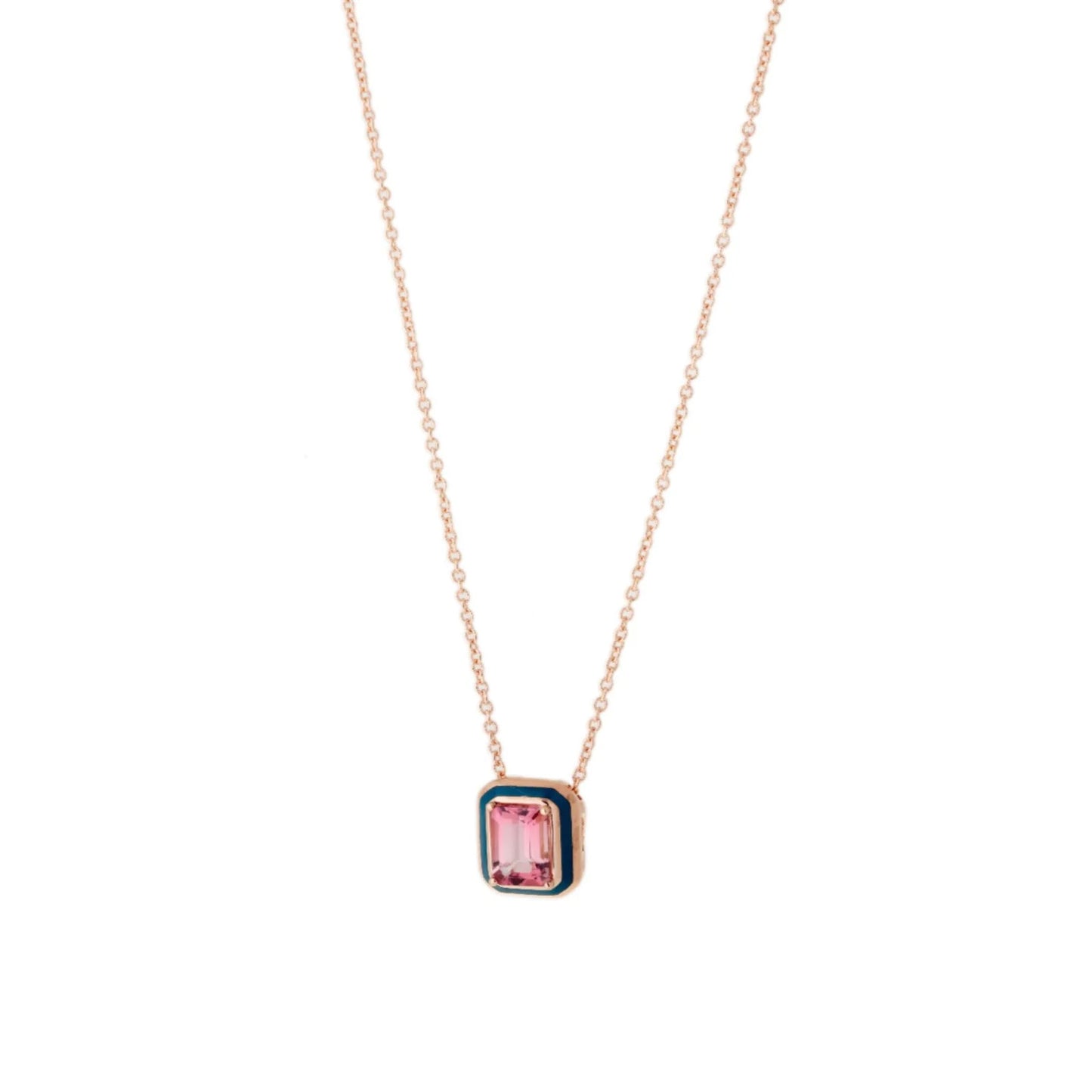 Load image into Gallery viewer, Selim Mouzannar Mina Pink Tourmaline &amp;amp; Petrol Enamel Pendant Necklace
