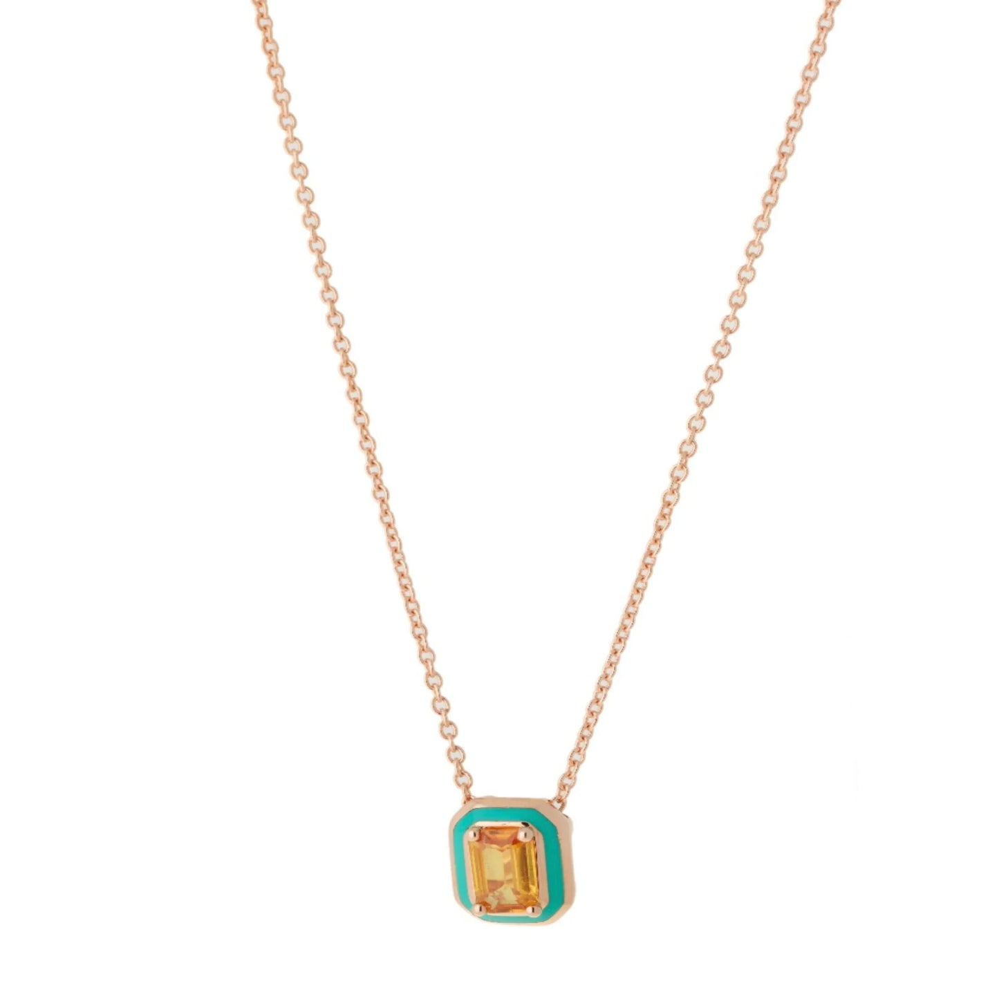 Load image into Gallery viewer, Selim Mouzannar Mina Orange Sapphire &amp;amp; Turquoise Enamel Pendant Necklace

