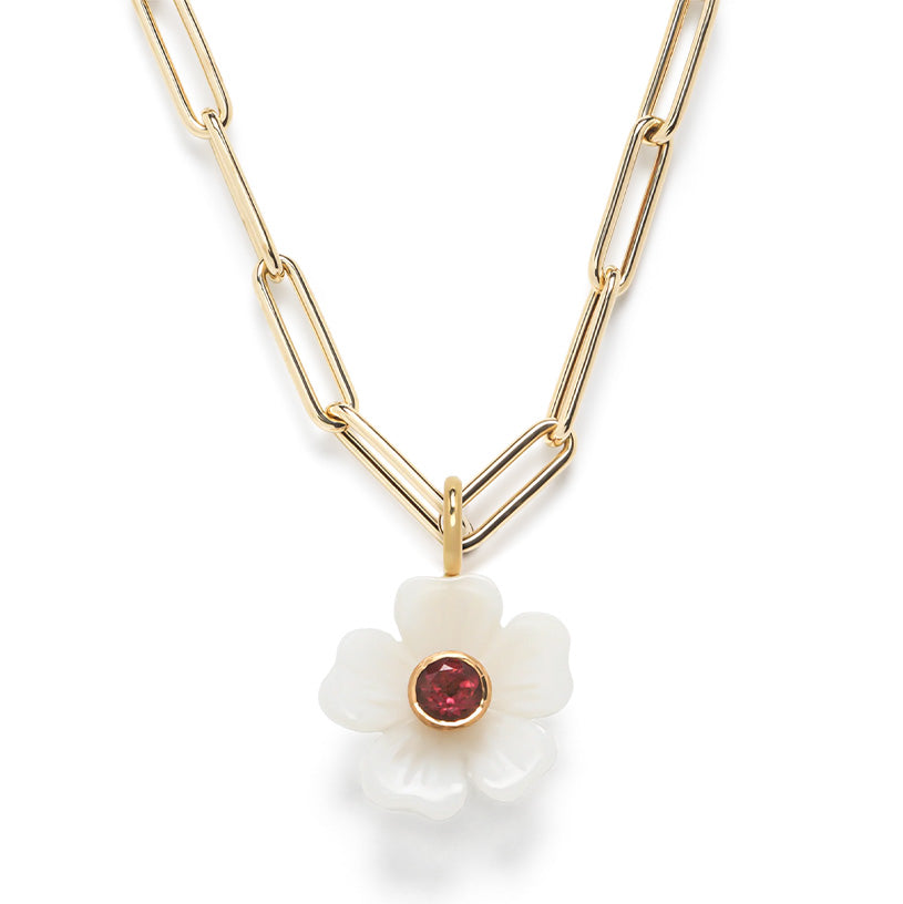 Load image into Gallery viewer, Sophie Joanne Small Flower Pendant Opal Pink Tourmaline
