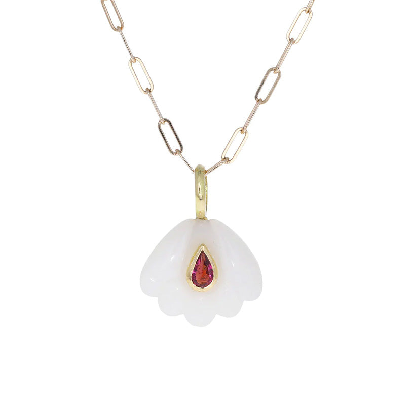 Sophie Joanne Small Lotus Pendant Opal Pink Tourmaline