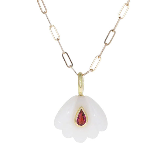 Sophie Joanne Small Lotus Pendant Opal Pink Tourmaline