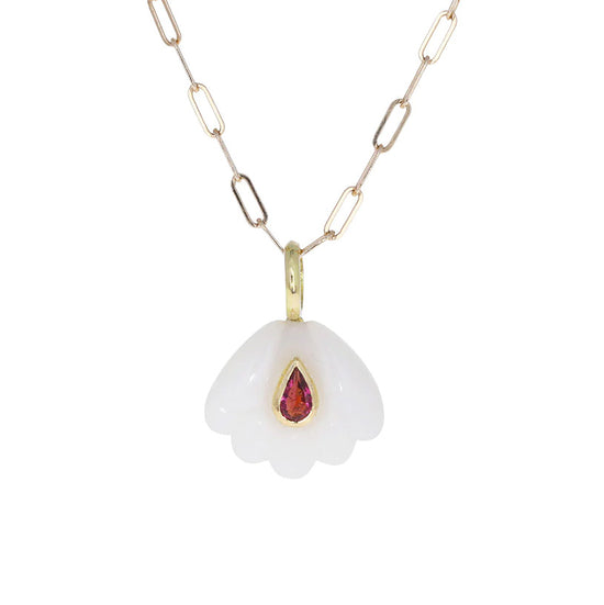 Load image into Gallery viewer, Sophie Joanne Small Lotus Pendant Opal Pink Tourmaline
