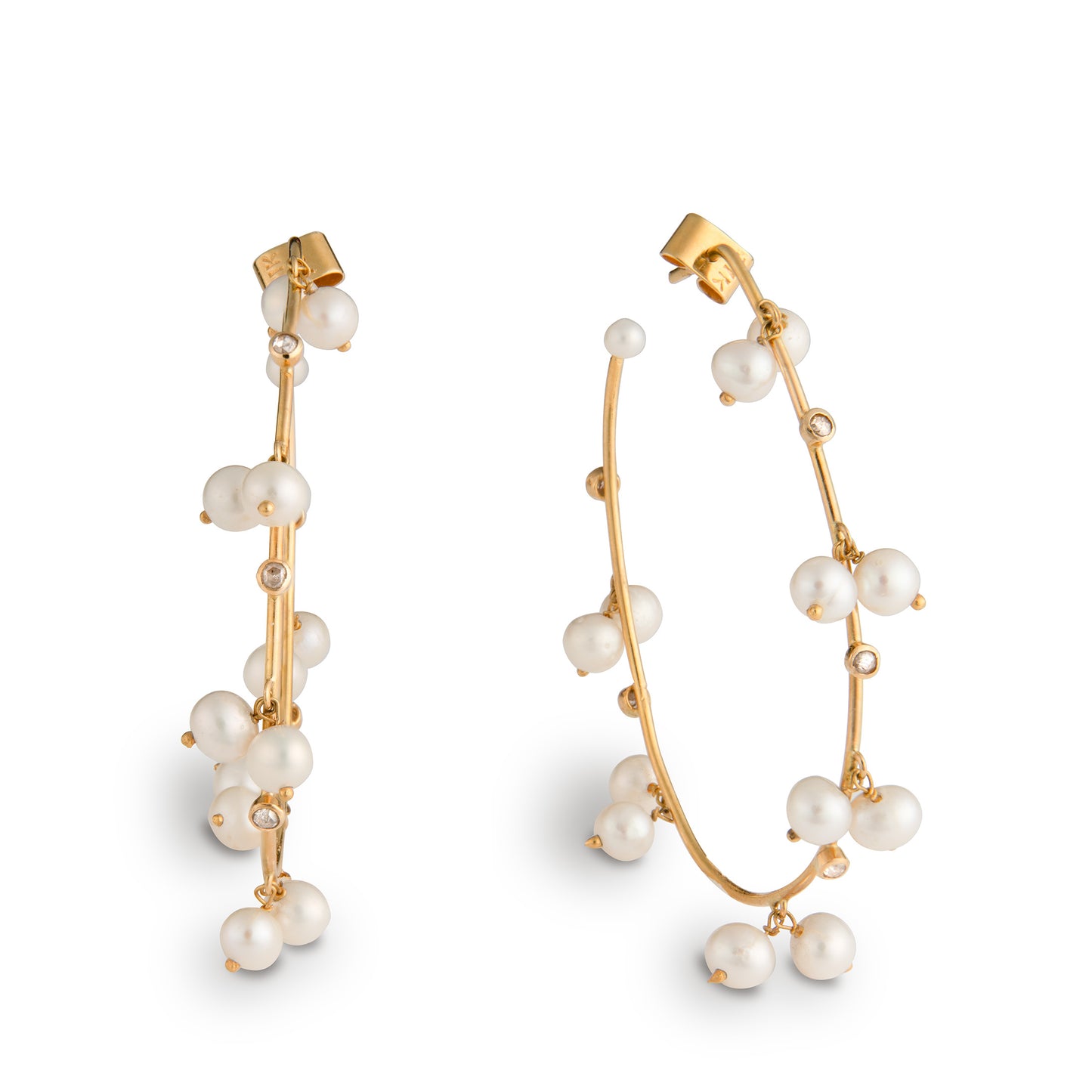 Land of Giants Large Fringe Pearl Hoops
