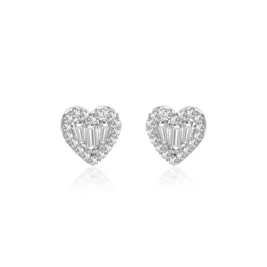 Load image into Gallery viewer, Meira T White Gold Diamond Heart Studs
