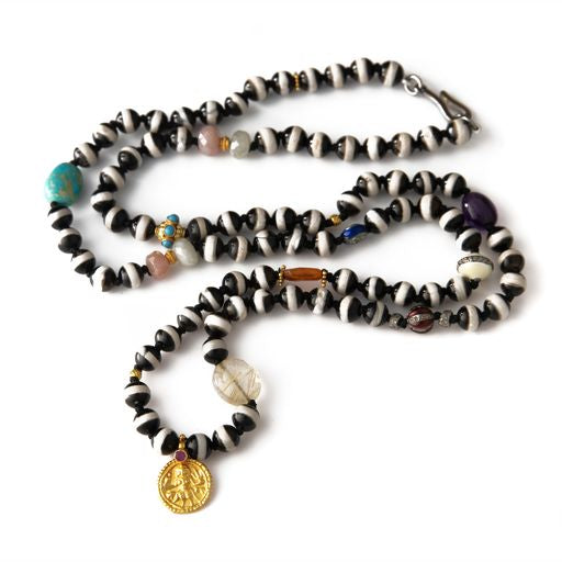 Load image into Gallery viewer, Ileana Makri Black Agate Stripe Beaded Necklace
